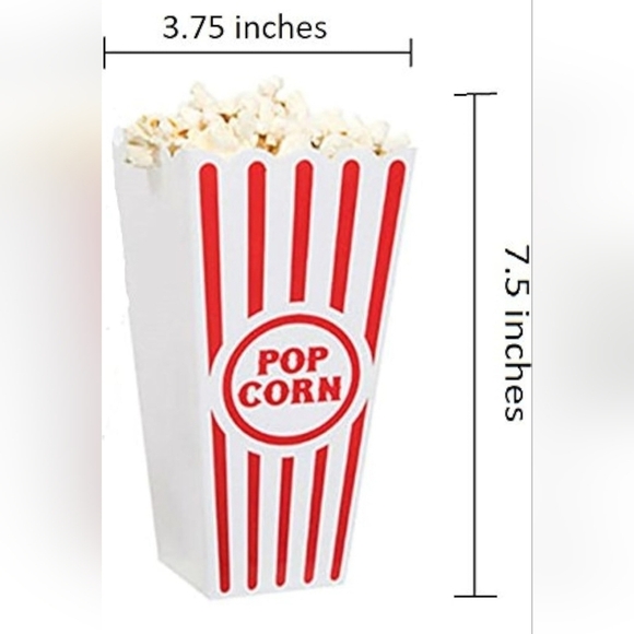 Red & White Striped Reusable Plastic Popcorn Containers-Set of 5 - Picture 7 of 9